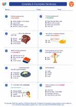 English Language Arts - Second Grade - Worksheet: Complete & Incomplete Sentences