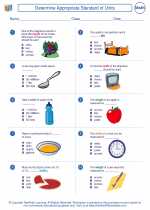 Mathematics - Third Grade - Worksheet: Determine Appropriate Standard of Units