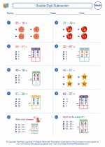Mathematics - Third Grade - Worksheet: Double Digit Subtraction
