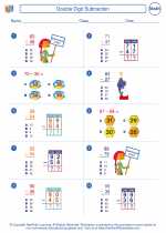 Mathematics - Third Grade - Worksheet: Double Digit Subtraction