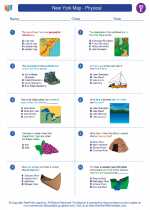 Social Studies - Fifth Grade - Worksheet: New York Map - Physical