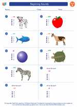 English Language Arts - First Grade - Worksheet: Beginning Sounds