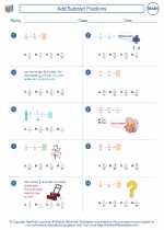 Mathematics - Fourth Grade - Worksheet: Add/Subtract Fractions