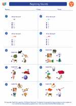 English Language Arts - First Grade - Worksheet: Beginning Sounds