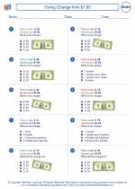 Mathematics - Third Grade - Worksheet: Giving Change from $1.00