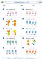 equivalent fractions to 1 2 3rd grade math worksheets and study guides