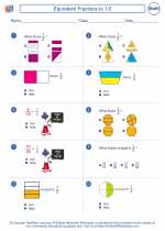 Mathematics - Third Grade - Worksheet: Equivalent Fractions to 1/2