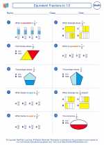 Mathematics - Third Grade - Worksheet: Equivalent Fractions to 1/2
