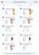 Mathematics - Third Grade - Worksheet: Open Number Sentences