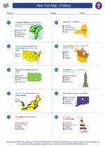 Social Studies - Fifth Grade - Worksheet: New York Map - Political