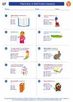 English Language Arts - Fourth Grade - Worksheet: Title/Author in Well Known Literature