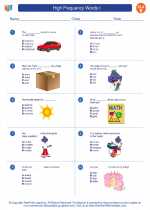 English Language Arts - Fifth Grade - Worksheet: High Frequency Words I