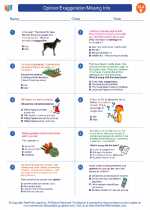 English Language Arts - Fifth Grade - Worksheet: Opinion/Exaggeration/Missing Info.