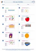 Mathematics - First Grade - Worksheet: One Less, One More