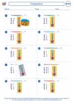 Mathematics - Third Grade - Worksheet: Temperature