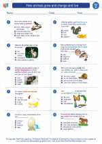 Science - Third Grade - Worksheet: How animals grow and change and live