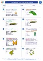 Science - Third Grade - Worksheet: How animals grow and change and live