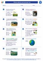 Science - Third Grade - Worksheet: Where plants and animals live