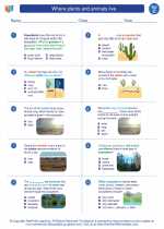 Science - Third Grade - Worksheet: Where plants and animals live