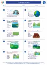 Science - Third Grade - Worksheet: Changes on earth