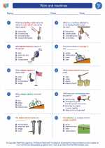 Science - Third Grade - Worksheet: Work and machines