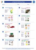 Science - First Grade - Worksheet: Living and nonliving things