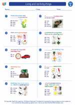 Science - First Grade - Worksheet: Living and nonliving things