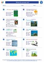 Science - First Grade - Worksheet: Where do animals live?