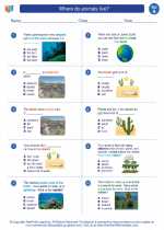 Science - First Grade - Worksheet: Where do animals live?
