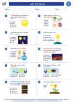Science - First Grade - Worksheet: Light and sound