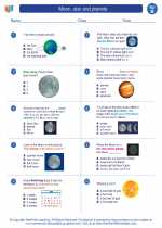 Science - Second Grade - Worksheet: Moon, star and planets