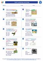 Science - Second Grade - Worksheet: Earth yesterday and today