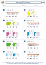 Grade 5 math worksheet - Fractions: adding unlike fractions