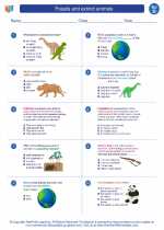 Science - Fourth Grade - Worksheet: Fossils and extinct animals