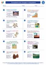Science - Fourth Grade - Worksheet: Ecosystems and changes in ecosystems