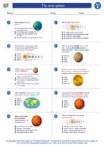 Science - Fifth Grade - Worksheet: The solar system
