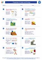 Science - Fifth Grade - Worksheet: Properties of matter and Energy