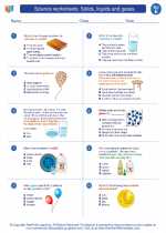 Science - Fifth Grade - Worksheet: Solids, liquids and gases