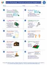 Chemical and physical changes of matter. 5th Grade Science Worksheets