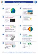 Science - Sixth Grade - Worksheet: Earth's energy resources