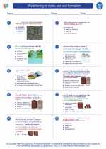 Science - Seventh Grade - Worksheet: Weathering of rocks and soil formation