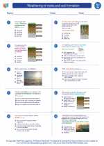 Science - Seventh Grade - Worksheet: Weathering of rocks and soil formation