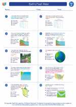 Earth's Fresh Water. 6th Grade Science Worksheets and Answer key, Study