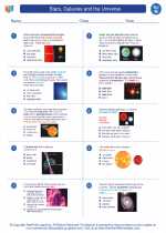 Science - Eighth Grade - Worksheet: Stars, Galaxies and the universe