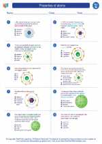 Properties of atoms. 8th Grade Science Worksheets and Answer key, Study