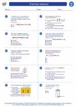 Science - Eighth Grade - Worksheet: Chemical reactions