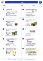 Science - Eighth Grade - Worksheet: Light