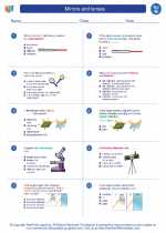 Science - Eighth Grade - Worksheet: Mirrors and lenses