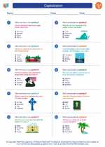 Capitalization. 7th Grade ELA Worksheets and Answer key, Study Guide.
