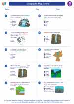 Social Studies - Seventh Grade - Worksheet: Geographic Map Terms